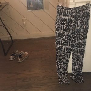 target elastic high waist black white pattern pant